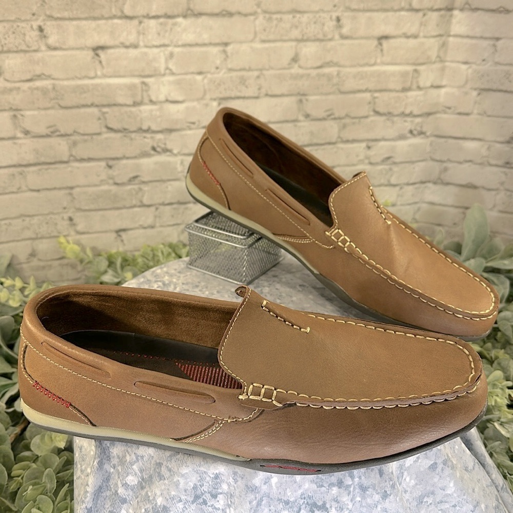 COPY - Croft & Barrow “Benton” Tan Driving Moccasin Stitch Comfort Loafers Mens…